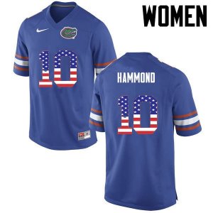 Women's Florida Gators #10 Josh Hammond NCAA Nike Blue USA Flag Fashion Authentic Stitched College Football Jersey WTW7062HZ